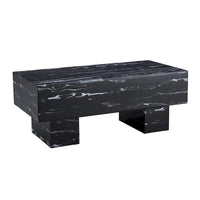 Table basse en MDF de 110 cm avec texture marbre noir, capacité de 136 kg