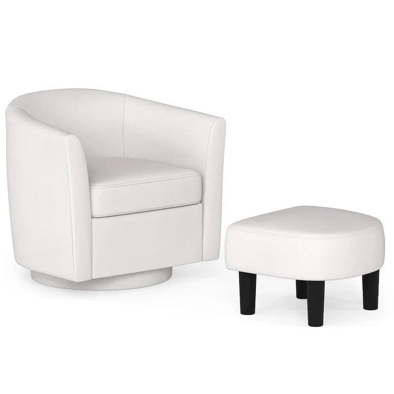Fauteuil d'appoint pivotant moderne avec ottoman pour salon ou chambre