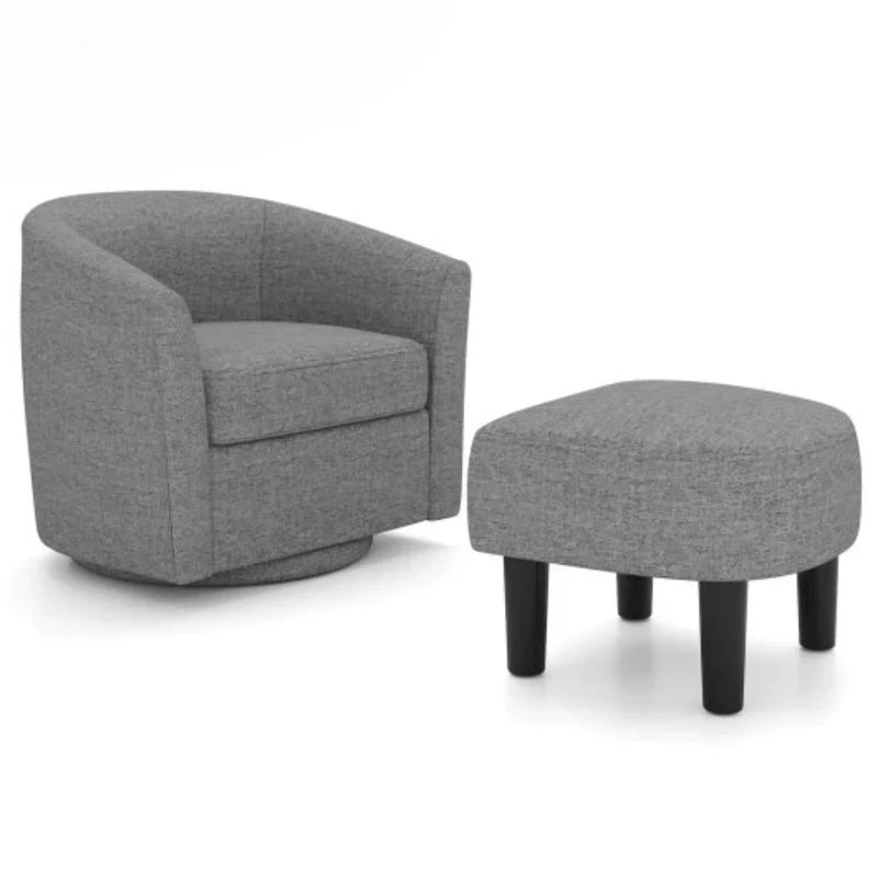 Fauteuil d'appoint pivotant moderne avec ottoman pour salon ou chambre