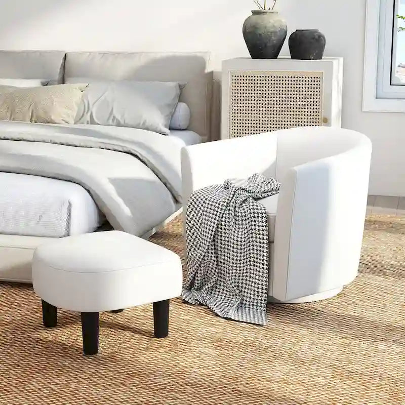 Fauteuil d'appoint pivotant moderne avec ottoman pour salon ou chambre