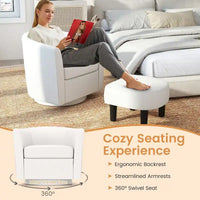 Fauteuil d'appoint pivotant moderne avec ottoman pour salon ou chambre
