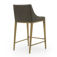 Modrest Fairview Tabouret de comptoir contemporain gris et laiton