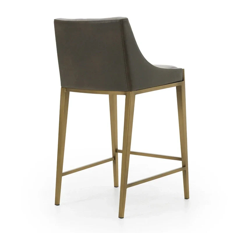 Modrest Fairview Tabouret de comptoir contemporain gris et laiton