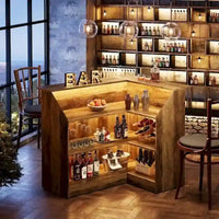 Cabinet bar en L avec porte-verres à pied pour pub à domicile