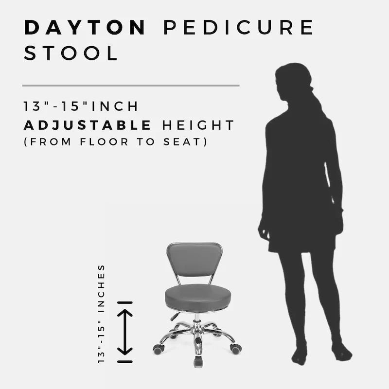 Dayton Tabouret bas réglable de 13 à 15, chaise roulante basse avec dossier, blanc - N/A