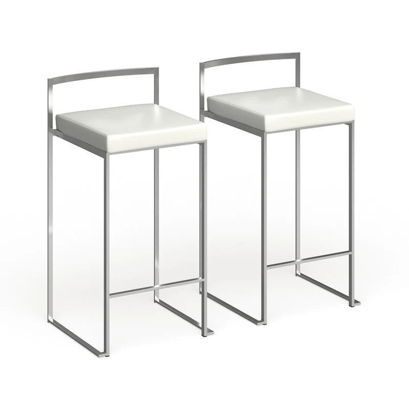 Silver Orchid Forrest Tabouret de comptoir empilable entièrement soudé en acier inoxydable (lot de 2)