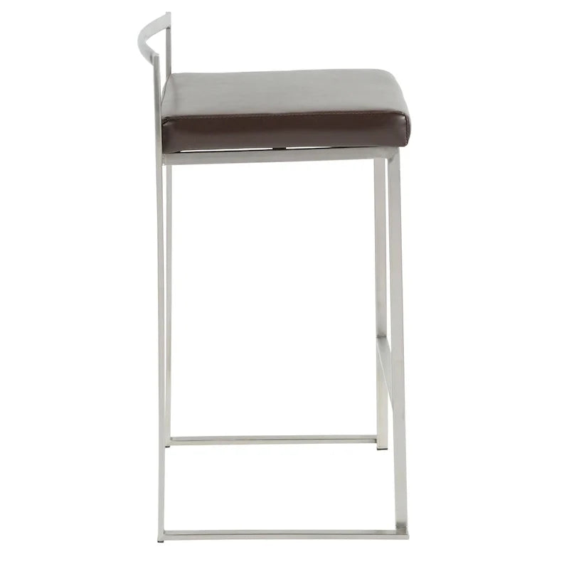 Silver Orchid Forrest Tabouret de comptoir empilable entièrement soudé en acier inoxydable (lot de 2)