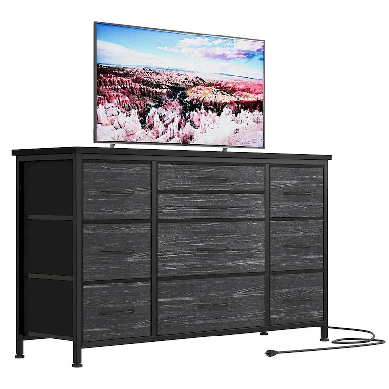 Commode de chambre avec 10 grands tiroirs pour meuble TV long 55 - 55 pouces