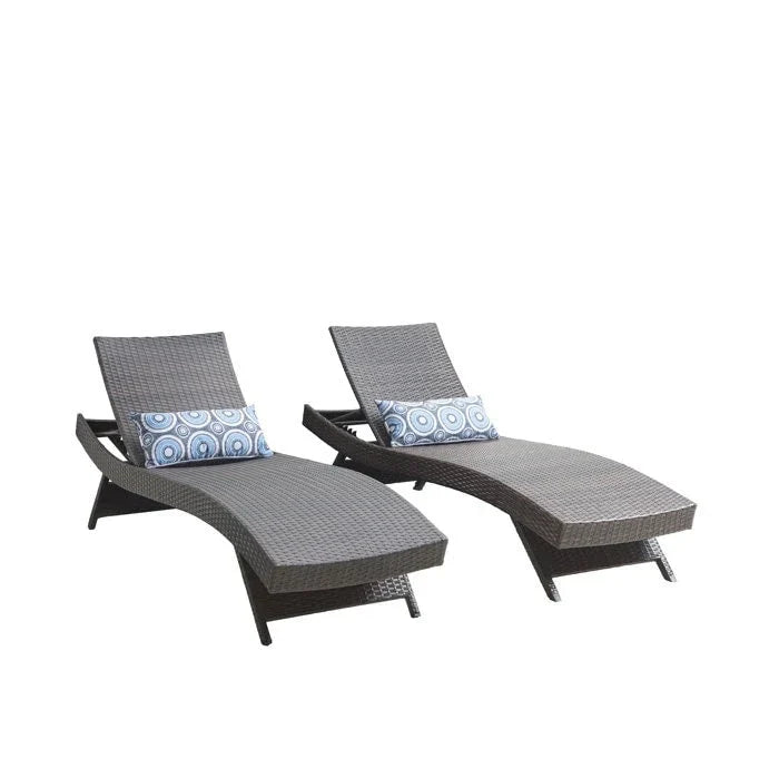 Chaise longue en osier toutes saisons - lot de 2