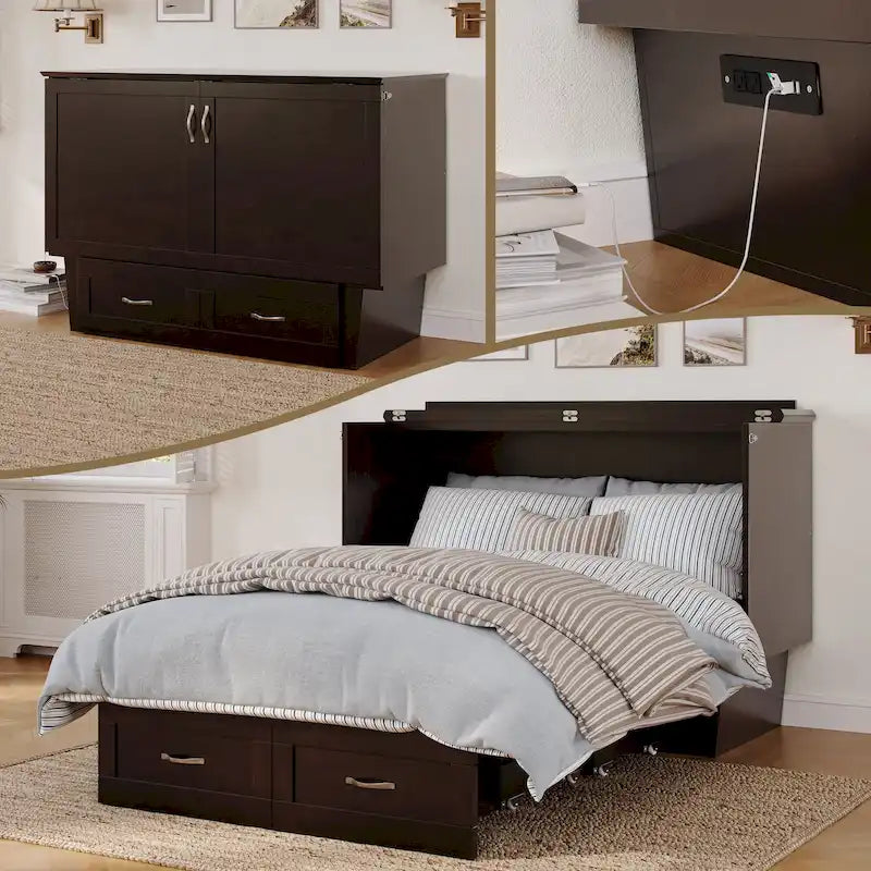 Monroe Coffre lit escamotable Full avec matelas en mousse à mémoire de forme 6