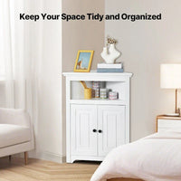 Armoire d'angle 32 po avec 2 portes et étagères réglables pour rangement à la maison - 25,4 x 12,8 x 33,3 po
