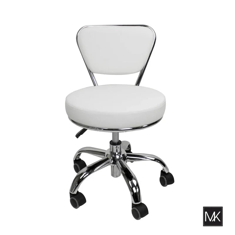 Dayton Tabouret bas réglable de 13 à 15, chaise roulante basse avec dossier, blanc - N/A