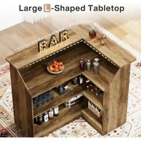 Cabinet bar en L avec porte-verres à pied pour pub à domicile