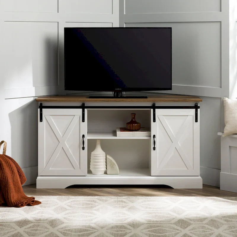 Meuble TV d'angle Middlebrook avec porte de grange coulissante de 52 pouces