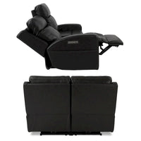 Causeuse inclinable électrique en cuir véritable avec espace de rangement et port de charge USB pour salon