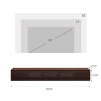 Meuble TV minimaliste avec tiroirsConsole multimédia en bois massif avec placards, porte abattante, placage noyer, entièrement assemblé