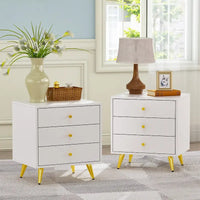 Tables de chevet blanches, table d'appoint avec pieds en métal doré, 1 piece