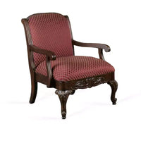 Comfort Pointe Safari Fauteuil magenta : bois dur massif, sculptures ornées à la main, revêtement jacquard moelleux