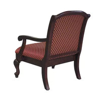 Comfort Pointe Safari Fauteuil magenta : bois dur massif, sculptures ornées à la main, revêtement jacquard moelleux