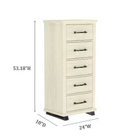 Festivo ensemble contemporain 3 pcs chiffonnier 5 tiroirs 24" et table de chevet 3 tiroirs blanc cassé scié : MDF, pieds métalliques, anti-basculement