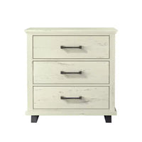 Festivo ensemble contemporain 3 pcs chiffonnier 5 tiroirs 24" et table de chevet 3 tiroirs blanc cassé scié : MDF, pieds métalliques, anti-basculement