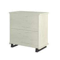 Festivo ensemble contemporain 3 pcs chiffonnier 5 tiroirs 24" et table de chevet 3 tiroirs blanc cassé scié : MDF, pieds métalliques, anti-basculement