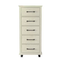 Festivo ensemble contemporain 3 pcs chiffonnier 5 tiroirs 24" et table de chevet 3 tiroirs blanc cassé scié : MDF, pieds métalliques, anti-basculement