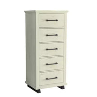 Festivo ensemble contemporain 3 pcs chiffonnier 5 tiroirs 24" et table de chevet 3 tiroirs blanc cassé scié : MDF, pieds métalliques, anti-basculement