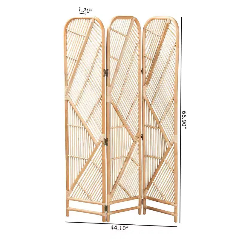 bali & pari Firenze paravent en rotin brun naturel : fait main, triptyque, design bohème, sans assemblage requis