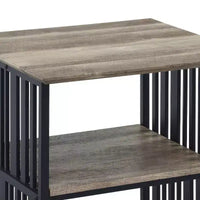 Table de chevet Zudora 22 po, finition chêne antique et noir - Acme Furniture : structure métallique, étagère ouverte, sans assemblage requis
