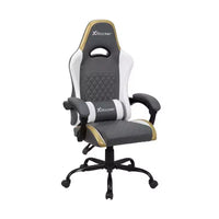 Chaise gaming PC ergonomique X Rocker RGB LED Extra Comfort, gris/blanc/or