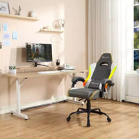 Chaise gaming PC ergonomique X Rocker RGB LED Extra Comfort, gris/blanc/or
