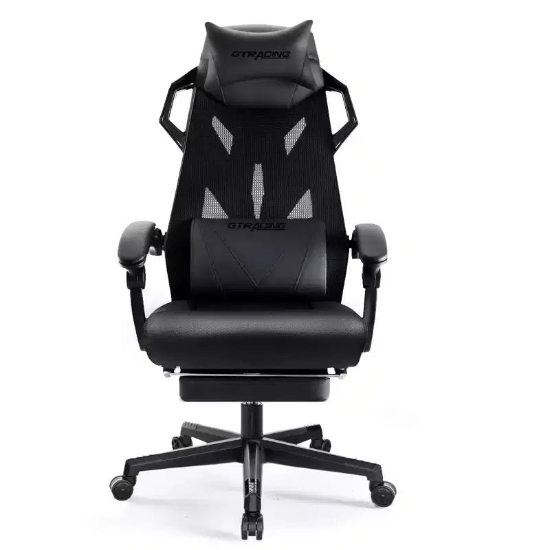 GTRACING Chaise de jeu en maille, chaise d'ordinateur ergonomique inclinable avec repose-pieds, noir