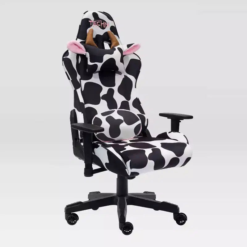Chaise gaming série Luxx imprimé vache Ts85 Cow - Techni Sport : revêtement en velours, mousse à mémoire de forme, réglable