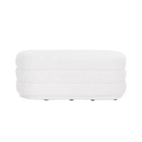 Linon Ottoman oblong Delcy 41,2 cm en fausse peau de mouton : Accent douillet de style Mid-Century, pieds en bois