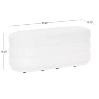 Linon Ottoman oblong Delcy 41,2 cm en fausse peau de mouton : Accent douillet de style Mid-Century, pieds en bois