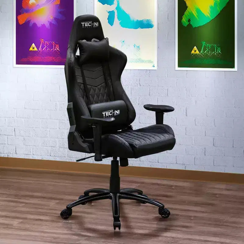Chaise de jeu vidéo ergonomique de style coureur à dossier haut Ts-5100 - Techni Sport : pivotante, réglable