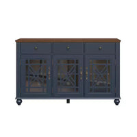 Festivo buffet desserte d'appoint de rangement style vintage 55" avec tiroirs bleu marine