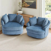 DREAMSIDEA Lot de 2 fauteuils pivotants recouverts de tissu, accoudoirs encastrés