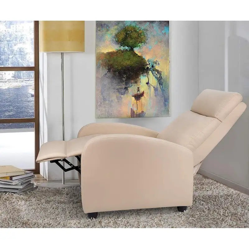 Fauteuil inclinable en simili cuir PU, marron / noir / gris / kaki / rouge / beige, simple
