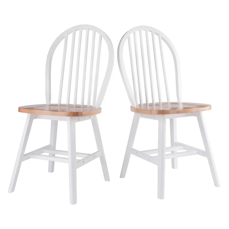 Windsor - Ensemble de 2 chaises, naturel et blanc