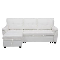 Canapé sectionnel convertible réversible avec lit escamotable, méridienne de rangement dissimulée et pieds durables