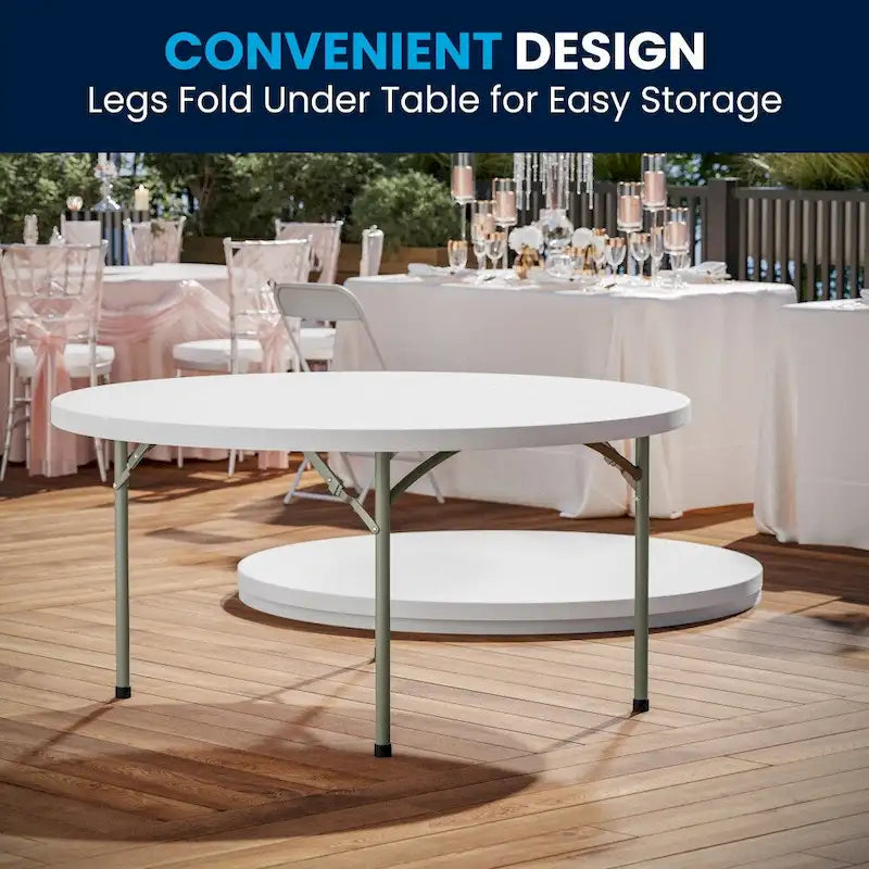 Table d'événement pliante ronde en plastique de 5 pieds avec surface épaisse 2