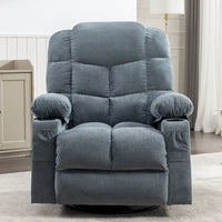 Fauteuil inclinable surdimensionné gris avec chauffage et massage, inclinaison 150, bascule 30, charge USB et 2 porte-gobelets