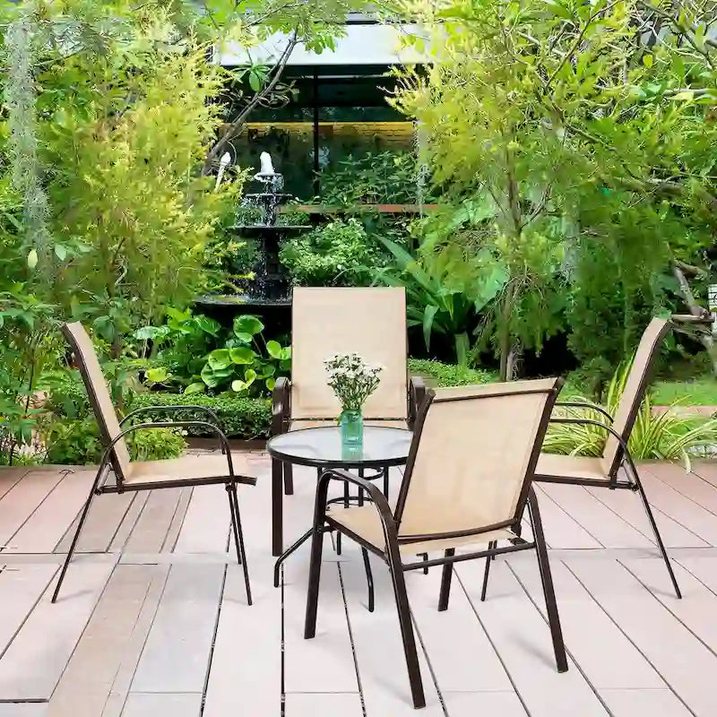 Costway Lot de 4 chaises de patio jardin terrasse cour avec accoudoir - Voir détails