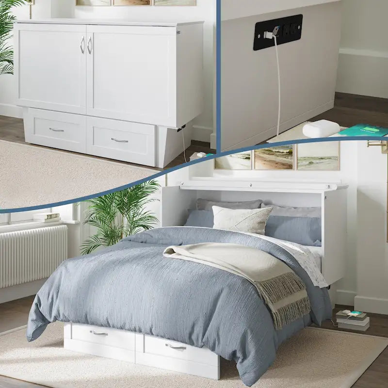 Monroe Coffre lit escamotable Full avec matelas en mousse à mémoire de forme 6