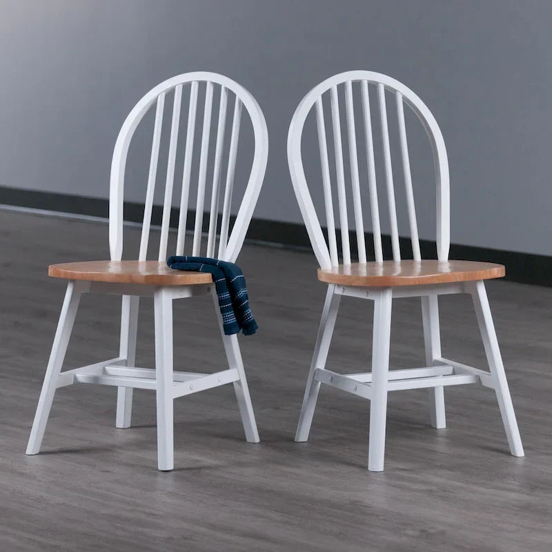 Windsor - Ensemble de 2 chaises, naturel et blanc