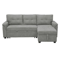 Canapé sectionnel convertible réversible avec lit escamotable, méridienne de rangement dissimulée et pieds durables