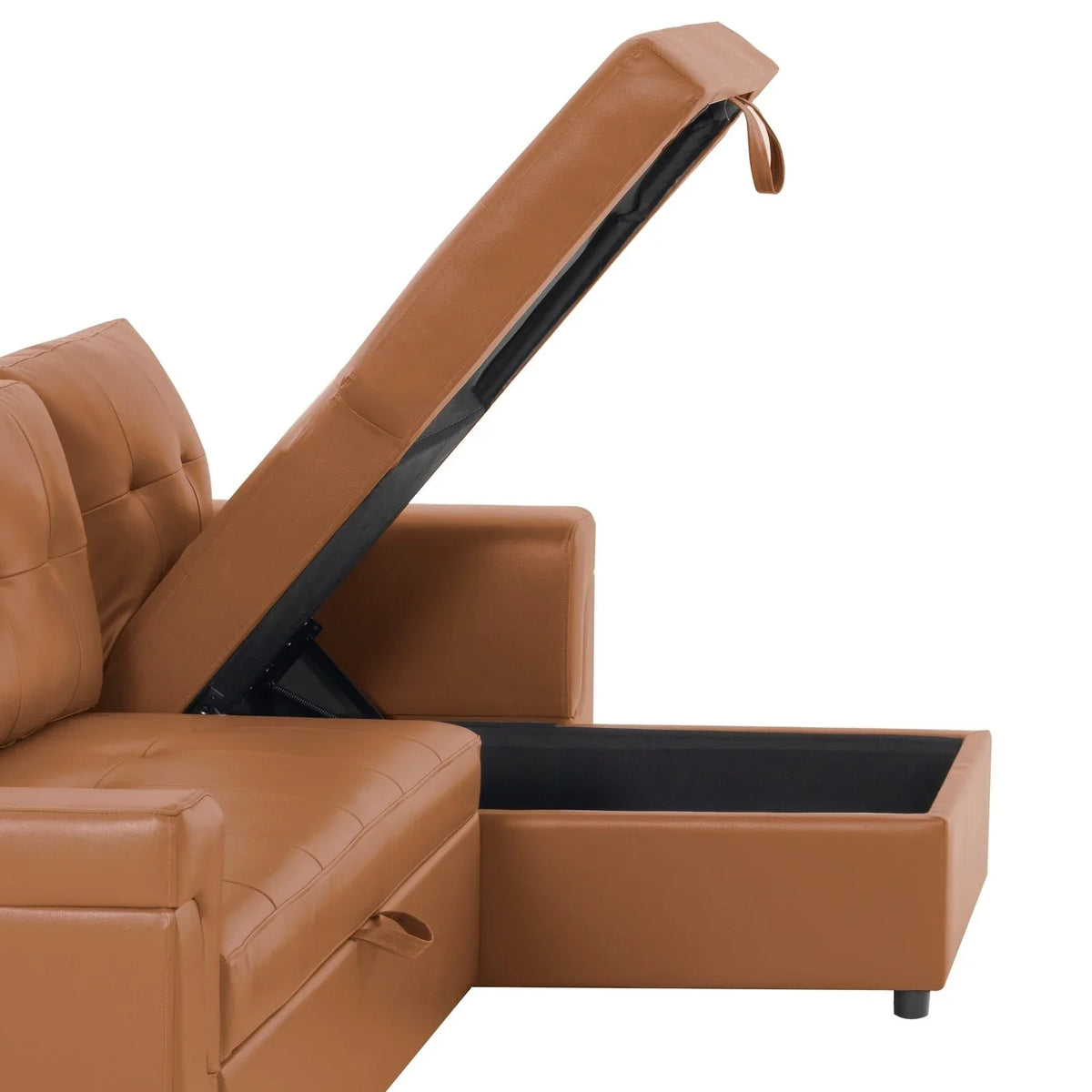 Canapé sectionnel convertible réversible avec lit escamotable, méridienne de rangement dissimulée et pieds durables