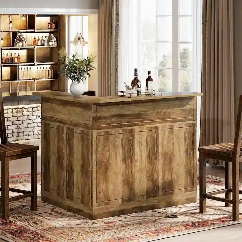 Cabinet bar en L avec porte-verres à pied pour pub à domicile